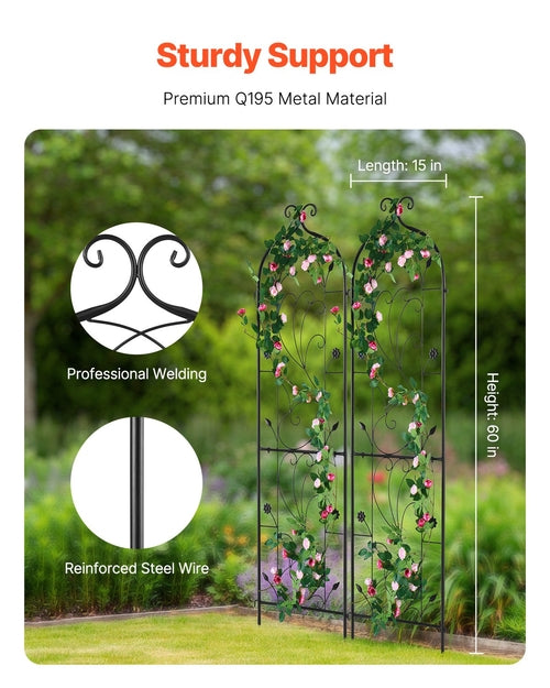 Garden Trellis for Climbing Plants, 60 x 15 in, 2 Packs Rustproof