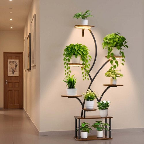 Plant Stand Indoor with Grow Lights, 157.5cm Tall 8-Tier Lighted Plant