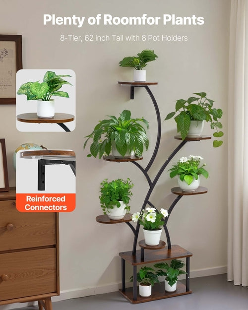 Plant Stand Indoor with Grow Lights, 157.5cm Tall 8-Tier Lighted Plant