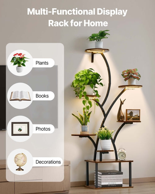 Plant Stand Indoor with Grow Lights, 157.5cm Tall 8-Tier Lighted Plant