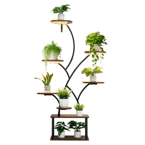 Plant Stand Indoor with Grow Lights, 157.5cm Tall 8-Tier Lighted Plant
